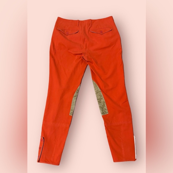 Ralph Lauren Sport 8 Equestrian Riding Pants Ankle Crop Orange Suede Patch - Picture 2 of 9
